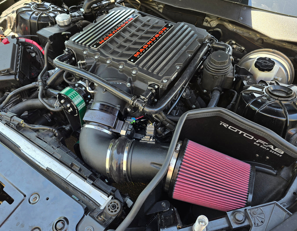 AuxJection port and methanol injection kit installed on a Magnuson 2650 supercharged LT1 Camaro SS