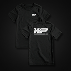 A black Wisher Performance Logo Tee with a white logo in cotton