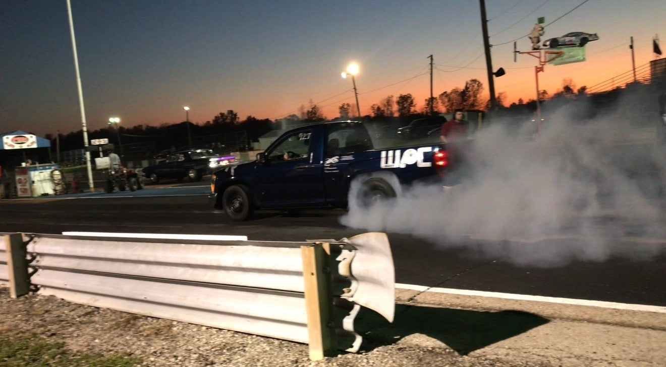 GMC Canyon project truck built by Caleb Wisher - Track burnout