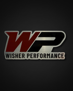 5” x 2.3” Brushed aluminum die cut sticker featuring the Wisher Performance logo.